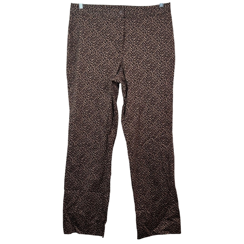 JH Collectibles Womens Brown Black Abstract Print Stretch Straight Leg Pants‎ 12
